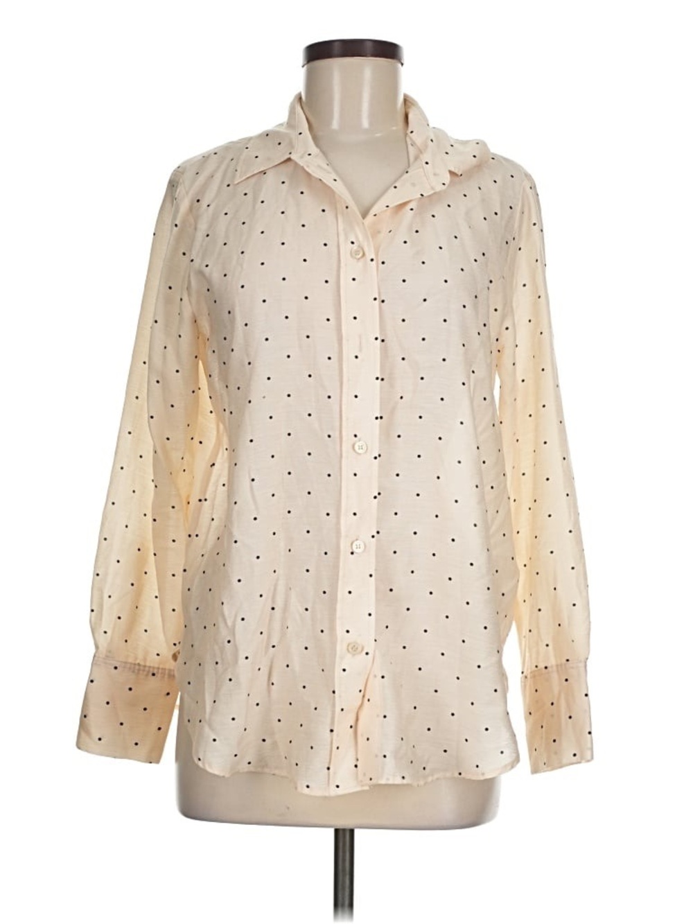 Women’s H&M Cream Polka Dot Button-Down Shirt